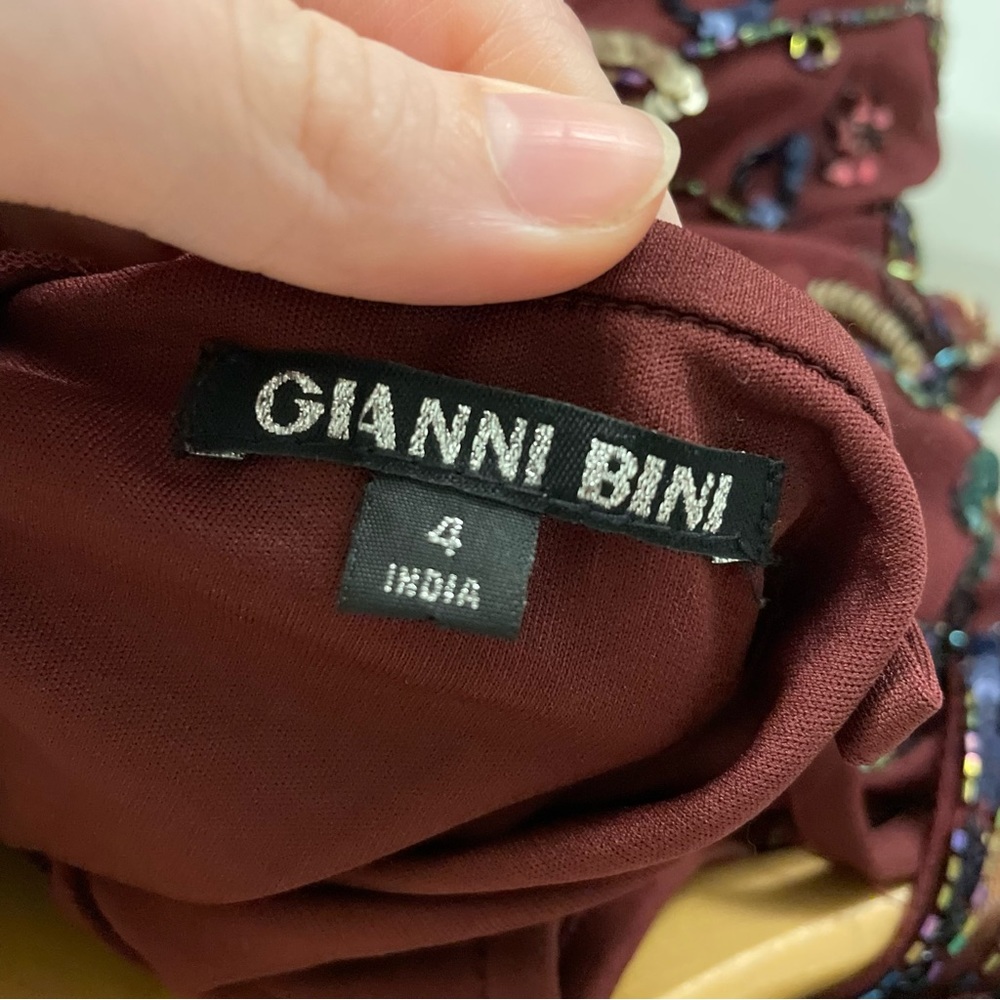 Gianni Bini Burgundy Embellished Midi Dress - Picture 9 of 9